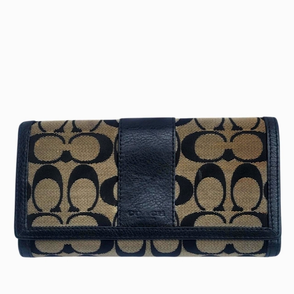 Coach Black and Tan Leather Wallet